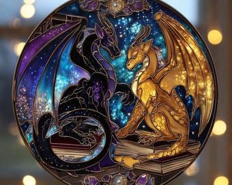 Fourth Wing Dragon Acrylic Ornament: Faux Stained Glass Bookish Decor