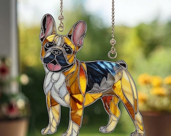 French Bulldog Suncatcher: Stained Glass Style Acrylic Window Ornament