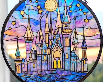 Disneyland Castle Suncatcher: Faux Stained Glass Window Hanging