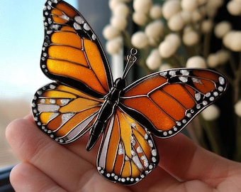 Monarch Butterfly Suncatcher: Acrylic Stained Glass Window Hanging