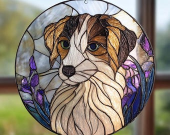 Custom Pet Portrait Stained Glass Suncatcher, Memorial Keepsake