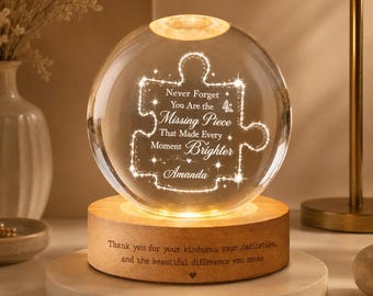 Personalized Crystal Ball Night Light, Thank You Gift for Coworker, Appreciation Gift, Teacher Gift,  Class of 2026 Keepsake.
