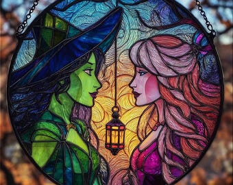 Atrapasol musical malvado: Adorno acrílico de Elphaba y Glinda