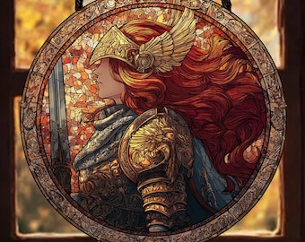 Elden Ring Suncatcher: Malenia & Artorias Stained Glass Style Window Hanging