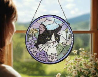 pet memorial gift, pet ornament, pet stained glass, custom suncatcher, cat loss sympathy gift, cat memorial gift, best gifts for mom