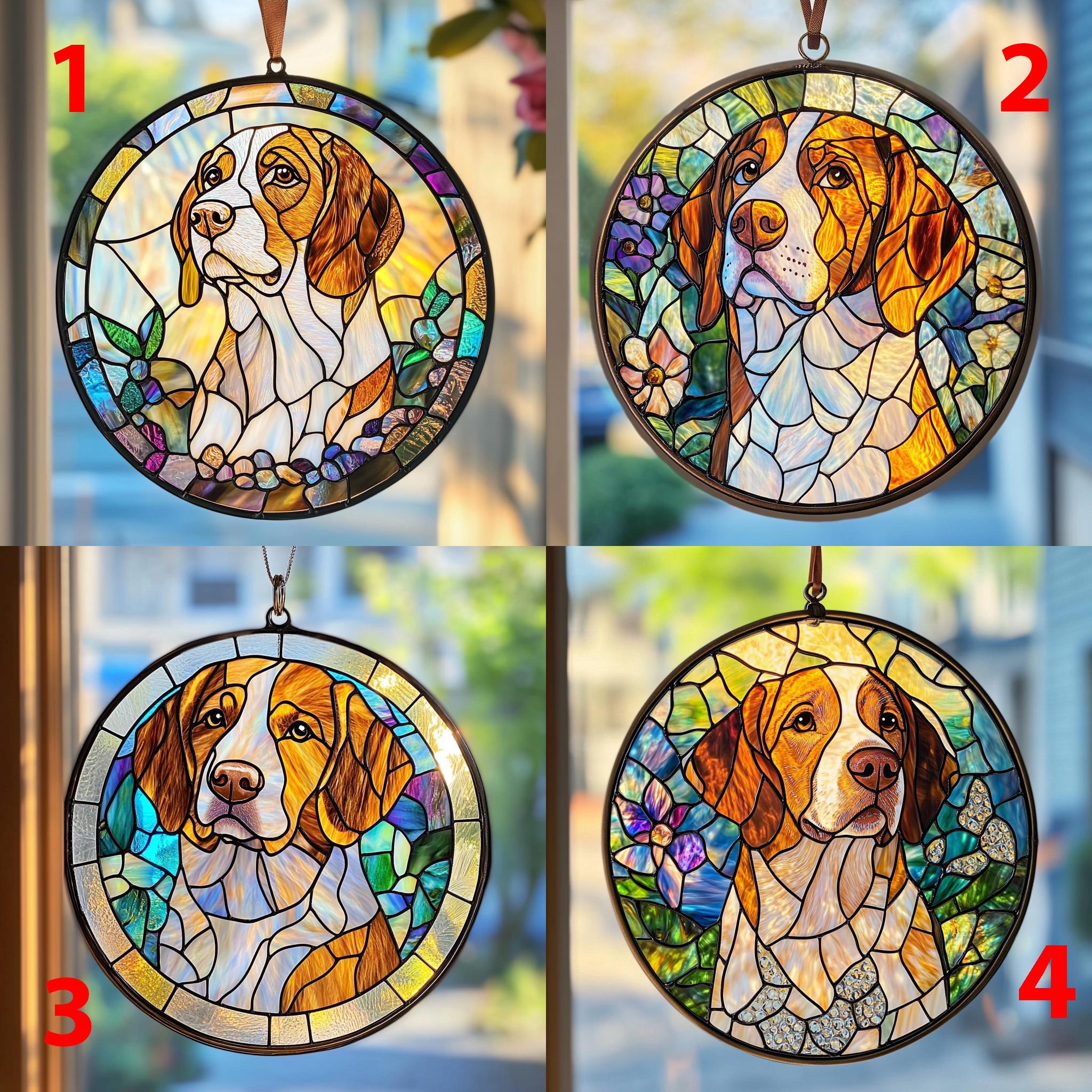Personalisiertes Hundefoto Buntglas - Sonnenfänger Als Haustier Gedenkgeschenk