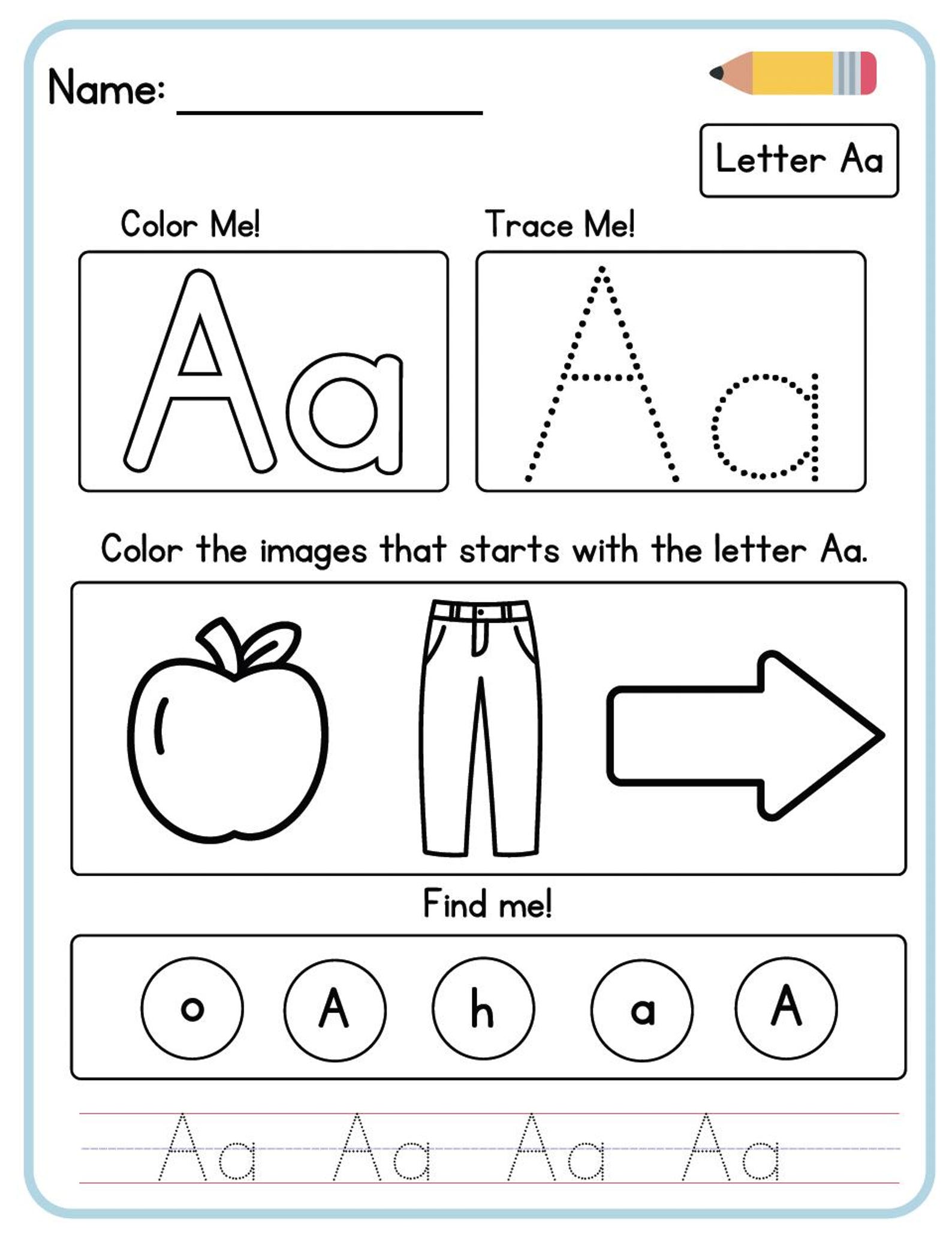 Pre-k Alphabet Worksheets, Letter Tracing, Preschool ABC Printable ...