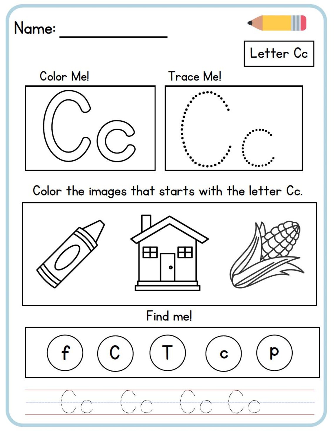 Pre-k Alphabet Worksheets, Letter Tracing, Preschool ABC Printable ...