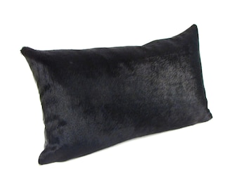 Black Cowhide Lumbar Pillow