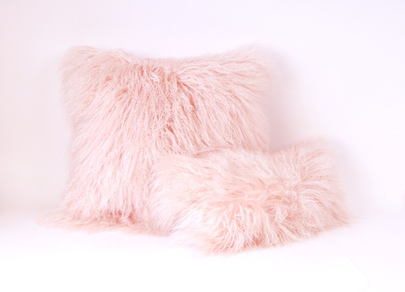 Light Pink Mongolian Fur Pillow BEST SELLER Light Pink Etsy