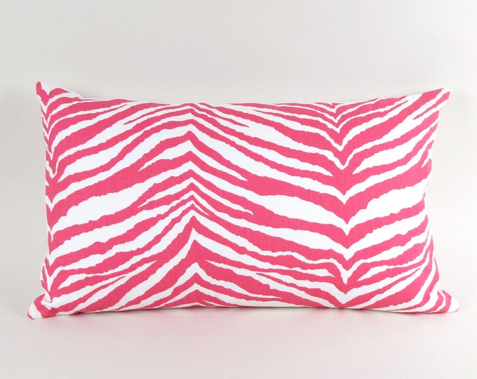 Hot Pink Zebra Pillow Cover 12 by 20 Inch Etsy
