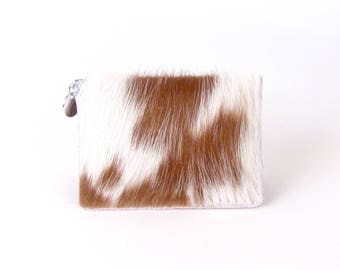 Brown and White Cowhide Wallet