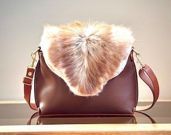 Coyote Leather Flap Cross Body Bag