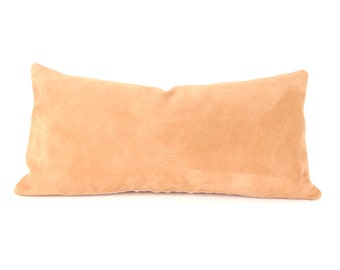 Tan Suede Lumbar Pillow ~ Tan Suede Pillow ~ Brown Leather Pillow