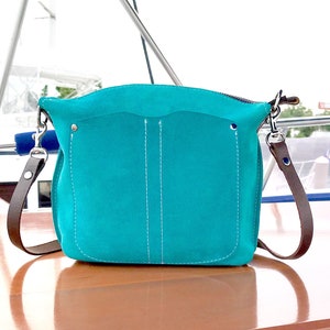 Blue Suede Bag ~ Jade Green Suede Bag ~ Turquoise Suede Purse ~ Blue Suede Cross body Bag