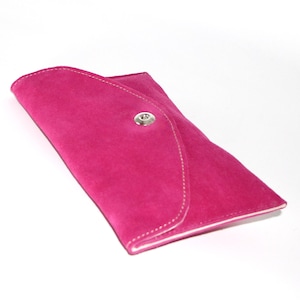 Pink Suede Clutch Wallet