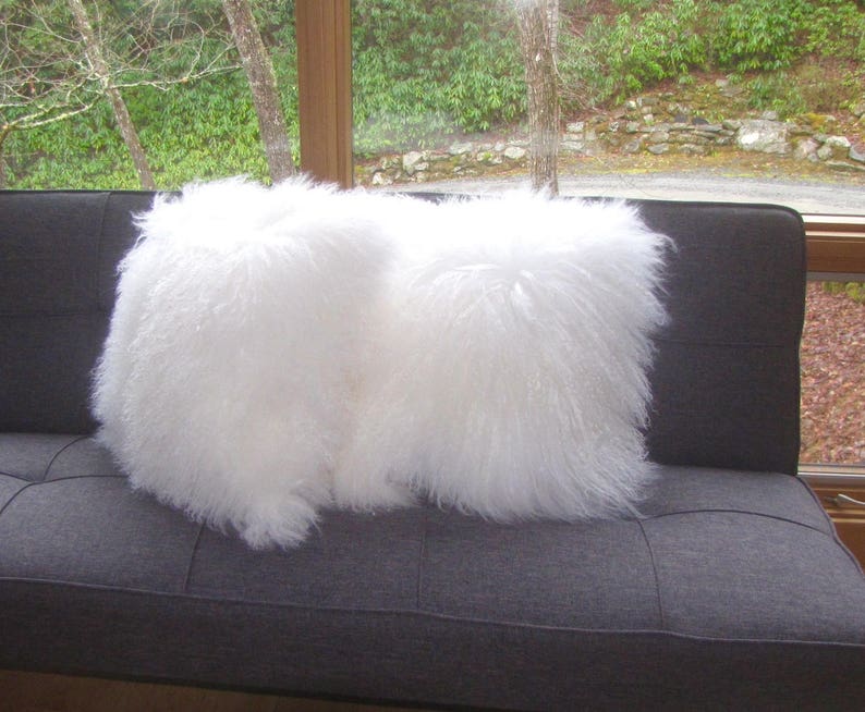 White Mongolian Fur Pillow BEST SELLER Etsy