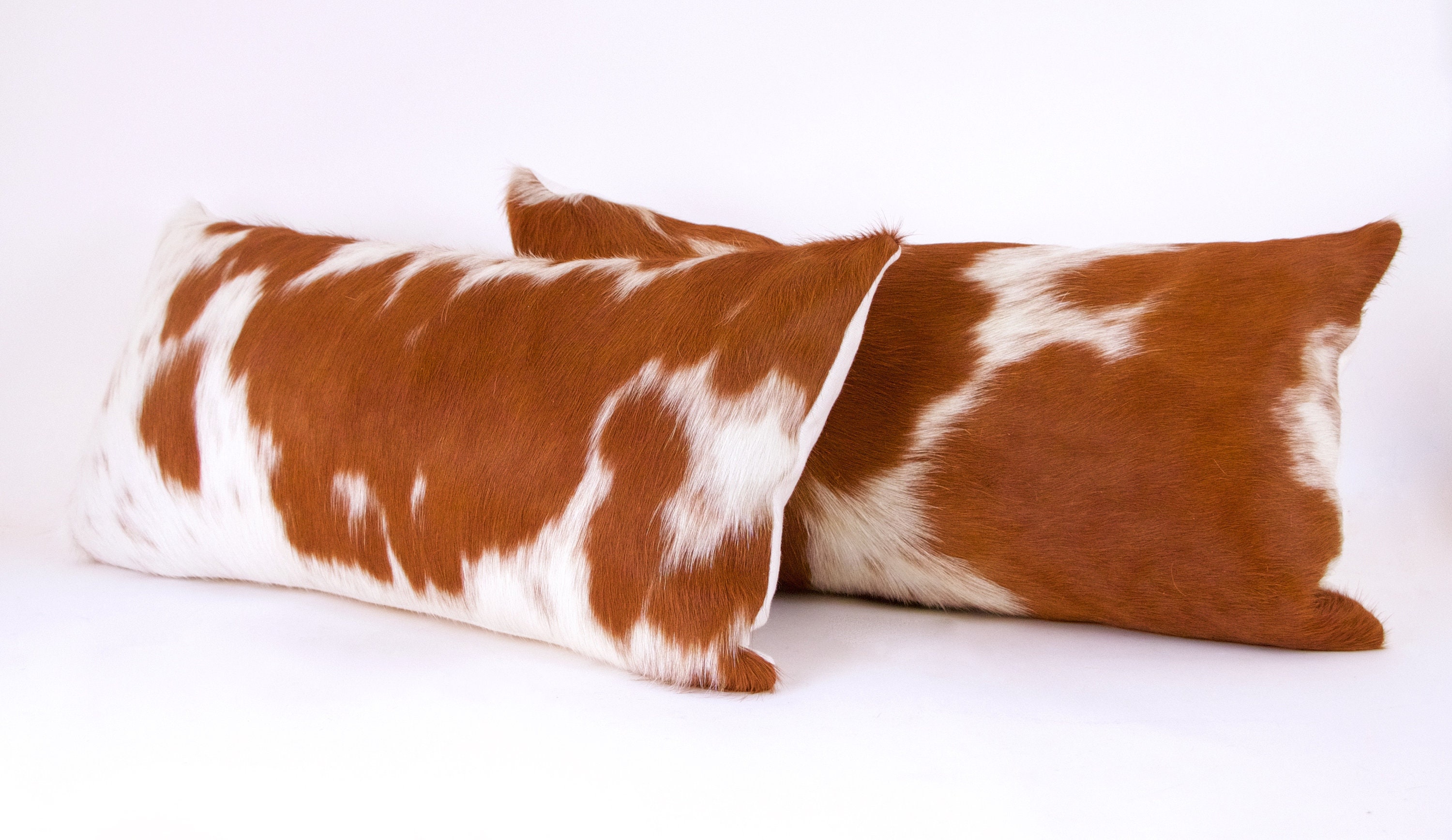 Brown and White Cowhide Pillow Cowhide Lumbar Pillow Hair Etsy