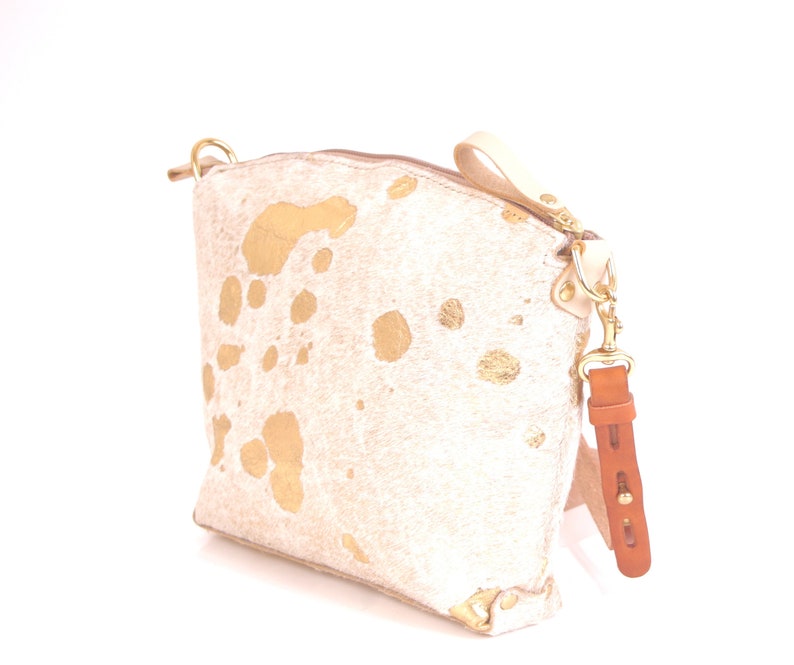 Gold Metallic Leather Bag Gold Cowhide Cross body Bag Acid Etsy