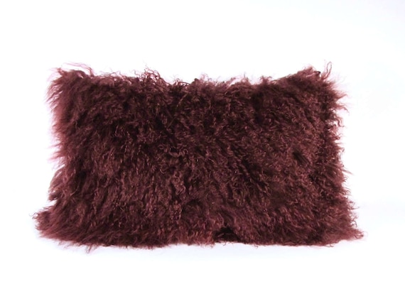 Burgundy Mongolian Fur Pillow Etsy