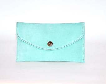 Mint Suede Clutch Wallet