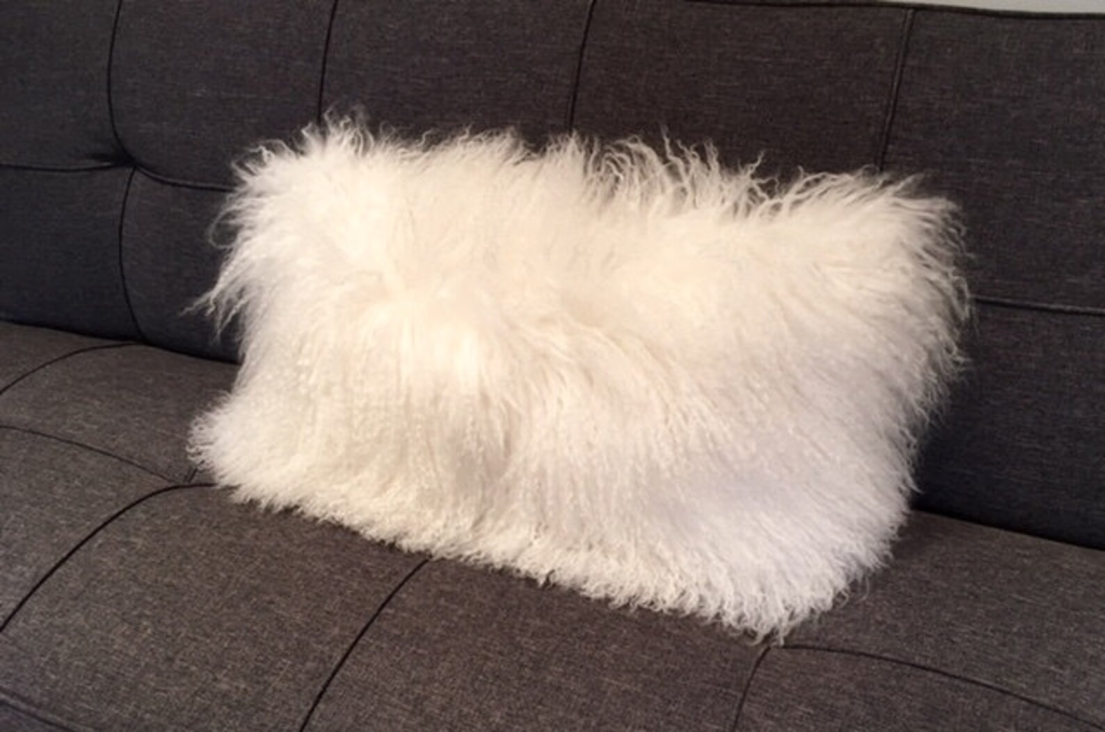 White Mongolian Fur Pillow BEST SELLER Etsy