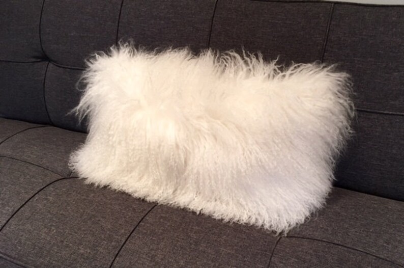 White Mongolian Fur Pillow BEST SELLER Etsy