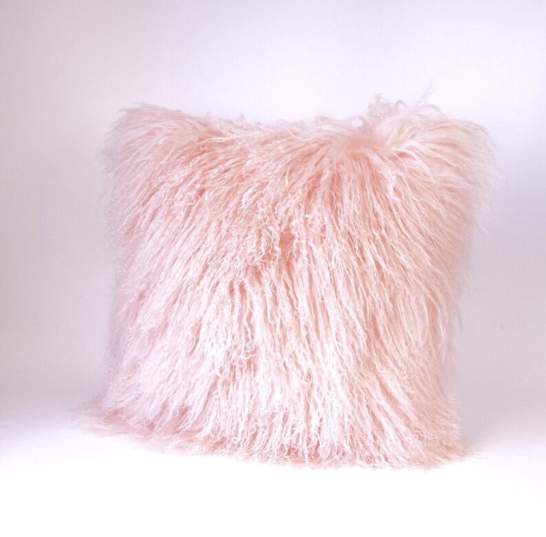 Light Pink Mongolian Fur Pillow BEST SELLER Light Pink Etsy