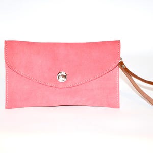 Coral Suede Clutch Wallet