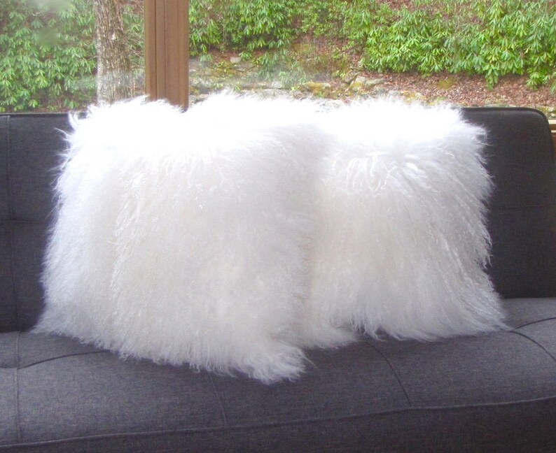 White Mongolian Fur Pillow BEST SELLER Etsy