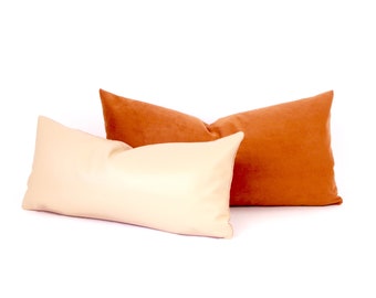 Tan Leather Pillow ~ Light Brown Leather Pillow ~ Man Cave Leather Pillow ~ Beige Leather Pillow ~ Cream Leather Pillow