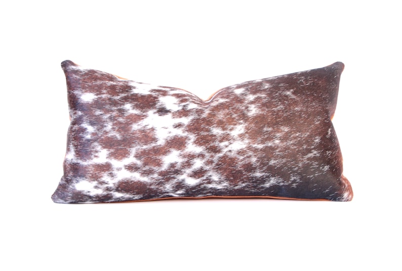Salt And Pepper Cowhide Lumbar Pillow Tri Color Hair On Hide Etsy
