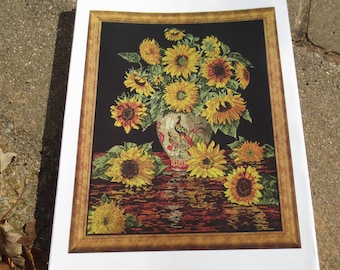 Design Works Sunflower Vase Counted Cross Stitch Picture Kit. Designed by Christopher Pierce