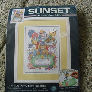 Sunset No Count Cross Stitch Kit Toy Box Party Birth Record Embroidery Kit Designed by Lucy Rigg image 2