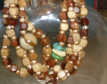 Wood Bead Elastic Bracelet Set