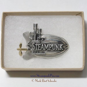 Steampunk pin, the word Steampunk front & center declare your style This is the limited edition version with SPINNING propeller image 3