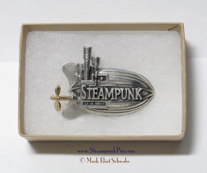Steampunk pin, the word Steampunk front & center declare your style This is the limited edition version with SPINNING propeller image 3
