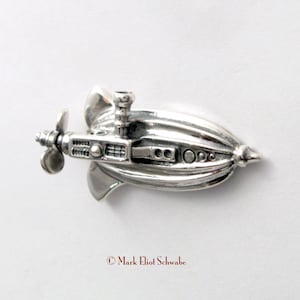 Sterling Silver Airship brooch pin It is interactive the propeller spins a great gift for the Steampunk or Sci Fi fan on your list image 1