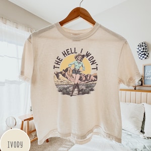 Retro Western Boxy Tee, Comfort Colors Cowgirl Shirt, Country Rodeo Aesthetic, Vintage Western Gift, Hell I Won&#39;t Tee, Women&#39;s Graphic