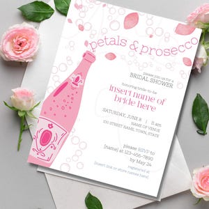 Petals and Prosecco Bridal Shower Invitation Template