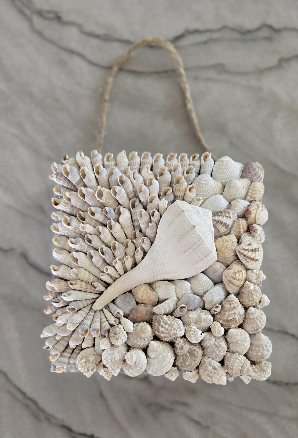 Coastal Shell Mosaic Wall Art - Handmade Mixed Seashell Collage - Ocean ...