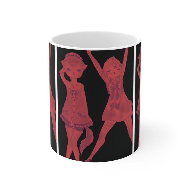 Vermillion Shimmy Kitties Coffee Mug for Morning People 11oz Etsy