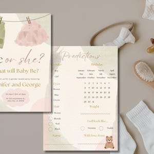 Invitation pour Gender Reveal & Carte de Prédictions