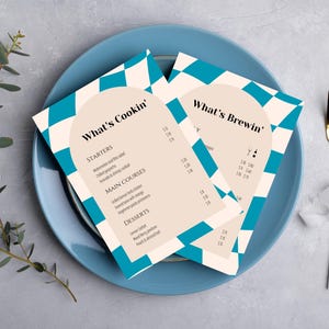 Moderne doppelseitige Menüvorlage für Restaurants & Bars - komplett anpassbar auf Canva