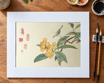 Chinese Traditional Painting Wall Art Botanical Bird Watercolor Asian Ink Artwork  Trendy Home Decor