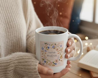 Fearfully Wonderfully Made Floral Ceramic Mug, Coffee Lover Gift, Valentine's day Gift