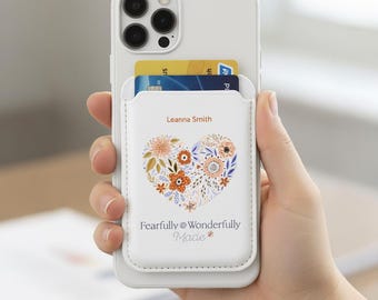 Personalized MagSafe® Compatible Card Holder with "Fearfully & Wonderfully Made" Bible Verse