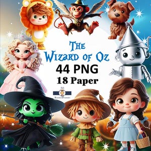 Clipart The Wizard of Oz, The Wizard of Oz png, verhalenboek, sprookje, Dorothy, tinnen man, vogelverschrikker, leeuw, Glinda, Emerald City, clipart, png
