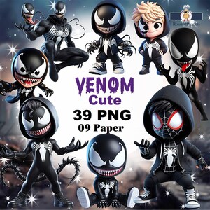 Venom and Spider-Man clipart png, Venom PNG Art for Printing, Venom Clipart Pack Cute png, Venom Sublimation Designs png, Venom clipart png