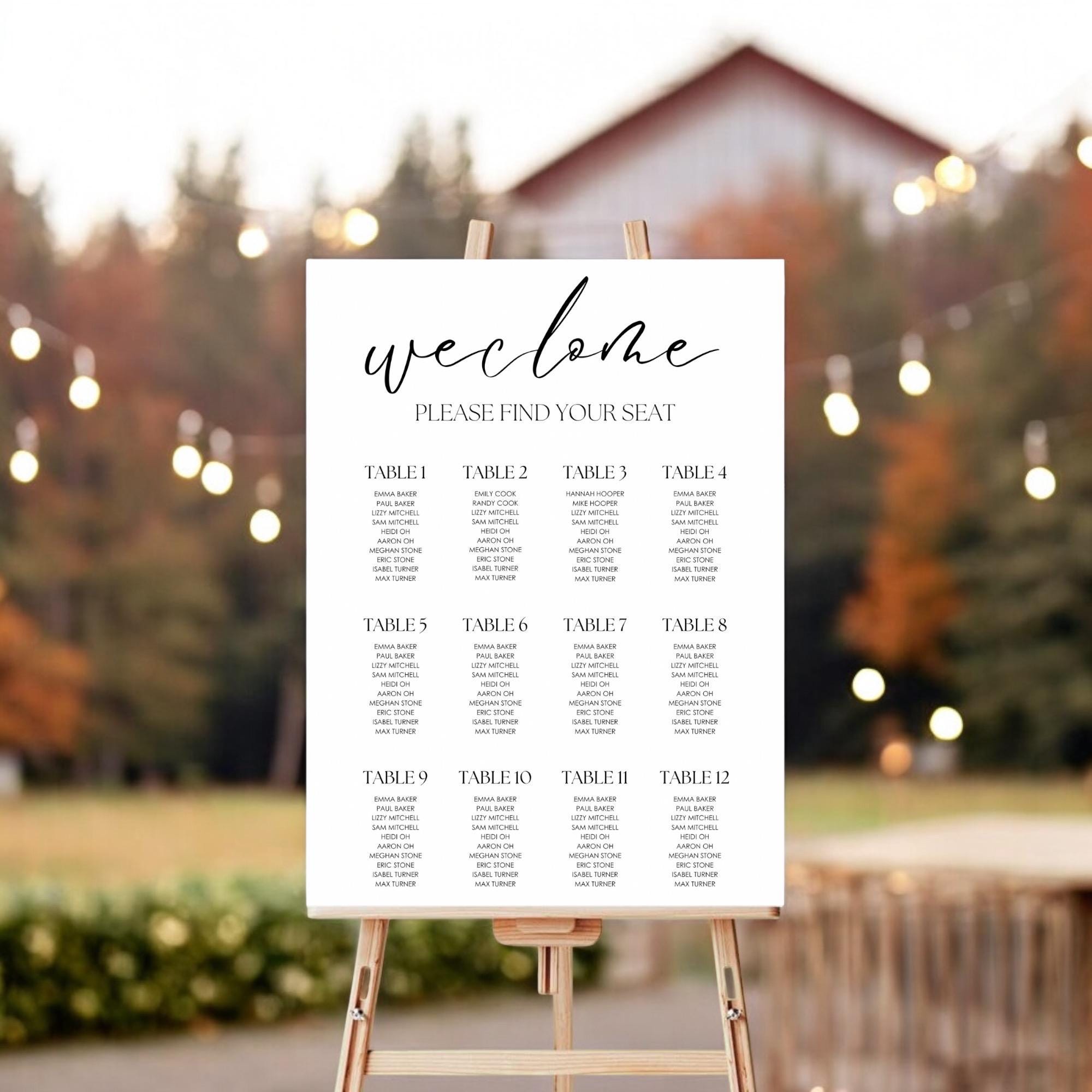 Custom Wedding Sign Welcome Wedding Seating Chart Please Find Your Seat ...